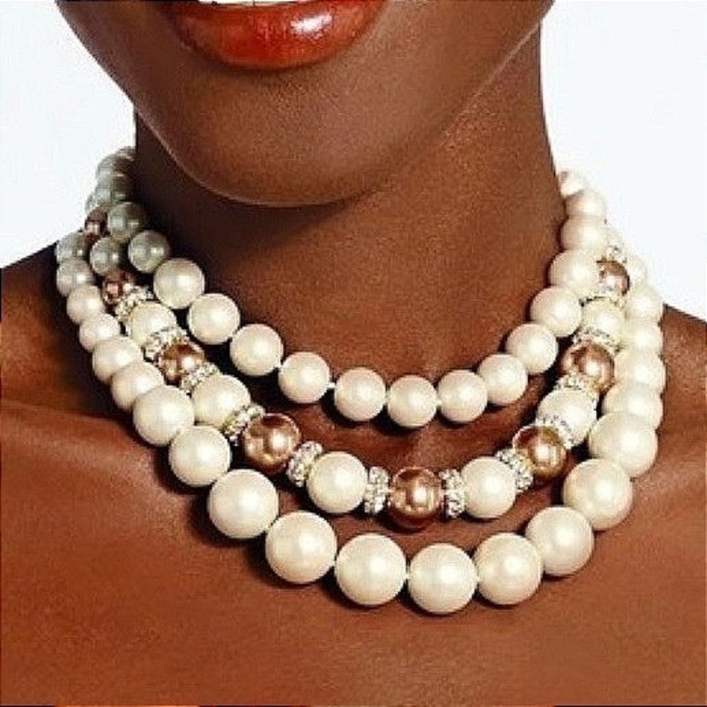Kate Spade New York Parlour Pearl Triple Strand Statement‎ Pearl Gold Necklace